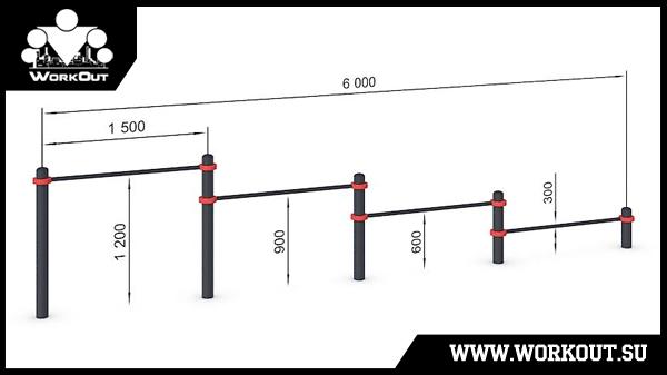 Каскад из 4-х низких перекладин Каскад из 4-х низких перекладин