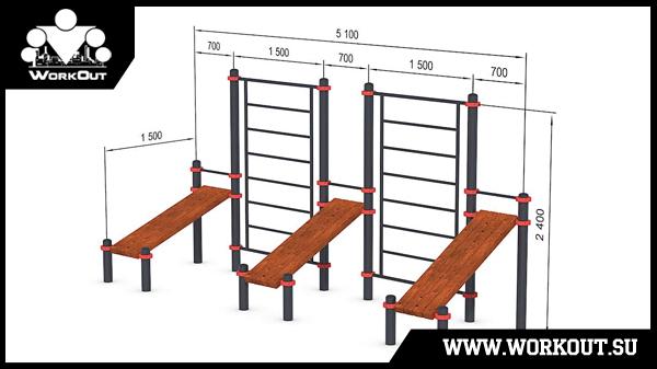 Шведские стенки со скамьями WORKOUT Шведские стенки со скамьями WORKOUT